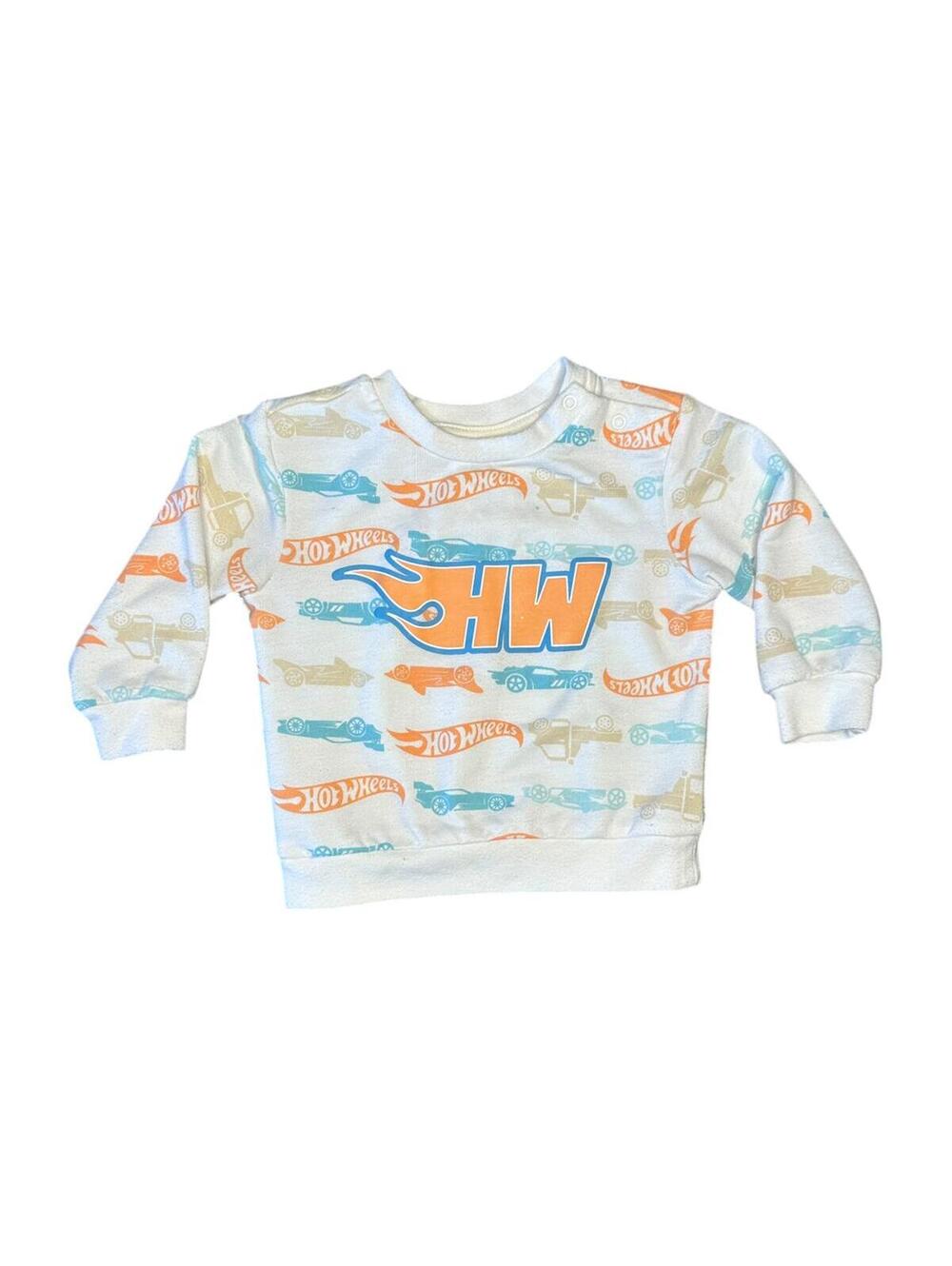 Hot Wheels Toddler Sweatshirt 6-12M White Multi Logo Pullover